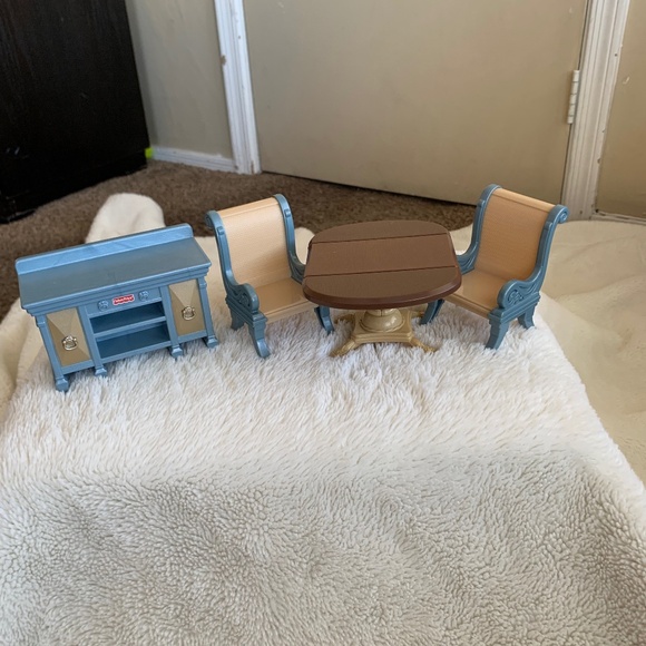 Fisher Price Loving Family Dollhouse Furniture Buffet Table Chairs Lot - Picture 1 of 8
